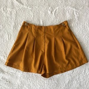 Urban Outfitters Mustard Wide Leg Pleated Shorts